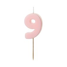 Świeczka Urodzinowa Cyfra 9 Jasnoróżowa 5.5 cm
