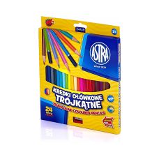 Kredki Ołówkowe Trójkątne Astra 24 Kolory z Temperówką
