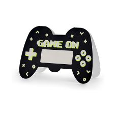 Zaproszenia Gamepad czarne z nadrukiem na eventy firmowe, 6 sztuk