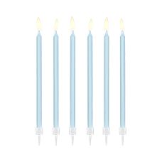 Świeczki Urodzinowe Gładkie Jasnoniebieskie 14cm (12 sztuk)