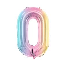 Balon Foliowy Cyfra 0 Pastelowy Tęczowy 86cm