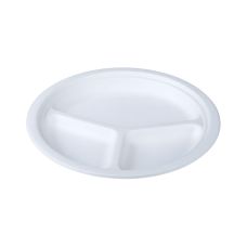 Talerz papierowy z trzciny cukrowej okrągły trójdzielny 23 cm 50 sztuk