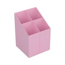 Przybornik na biurko ICO kwadratowy plastikowy 4 komory pastelowy różowy