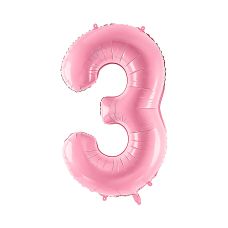 Balon Foliowy Cyfra 3 Różowy 86cm Dekoracyjny