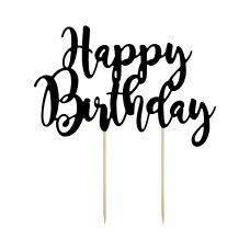 Topper na Tort Happy Birthday Czarny 22,5 cm