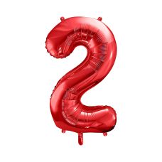 Balon Foliowy Cyfra 2 Czerwony Metalizowany 86cm