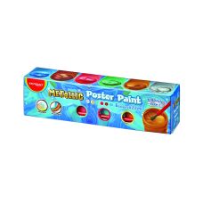 Farby plakatowe KEYROAD metaliczne, 6x22ml, z pędzelkiem, mix kolorów