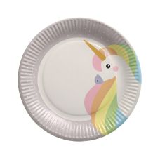 Talerz papierowy okrągły wzór Unicorn średnica 23 cm opakowanie 10 sztuk