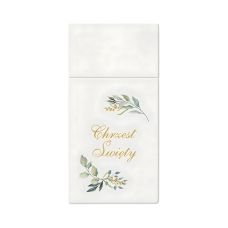 Torebki-serwetki na sztućce papierowe Premium Airlaid z motywem Chrztu 40 x 40 cm 25 szt.