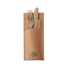 Torebki na sztućce papierowe PURE z serwetką białe 20 x 8,5 cm 520 sztuk