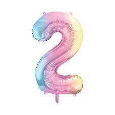 Balon Foliowy Cyfra 2 Pastelowy Tęczowy 86cm