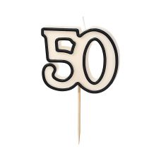 Świeczka Urodzinowa Liczba 50 Biało-Czarna 5,5cm