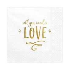 Serwetki Papierowe Dekoracyjne All You Need Is Love Białe 33x33cm 20 sztuk