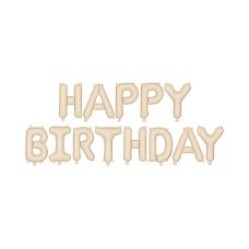 Balon Foliowy Happy Birthday Beżowy Matowy 340x35cm