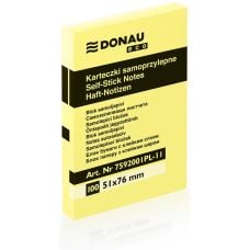 Bloczek samoprzylepny DONAU Eco, 51x76mm, 1x100 kart., jasnożółty
