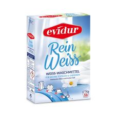Proszek do prania firan i białych tkanin Evidur Rein Weiss, 10 prań, 600 g, wybielający, niemiecki
