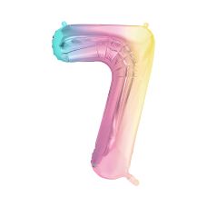 Balon Foliowy Cyfra 7 Pastelowy Tęczowy 86cm