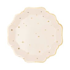 Talerzyki Papierowe Gwiazdki Beżowe Złote 21 cm (6 sztuk)