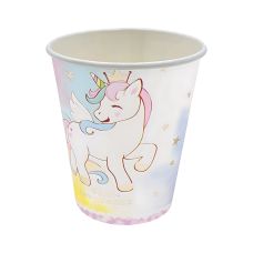 Kubek papierowy z motywem jednorożca mix kolorów 9 cm 6 sztuk