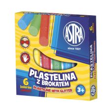Plastelina brokatowa Astra 6 kolorów zestaw 10 opakowań po