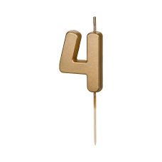 Świeczka Urodzinowa Cyfra 4 Złota 4.5 cm Dekoracyjna na Tort
