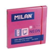 Karteczki samoprzylepne MILAN NEONOWE różowe 76x76mm, 100 szt.