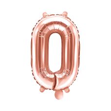 Balon foliowy Cyfra "0" 35cm Różowe Złoto