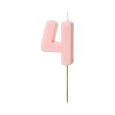 Świeczka Urodzinowa Cyfra 4 Jasny Różowy 5.5 cm