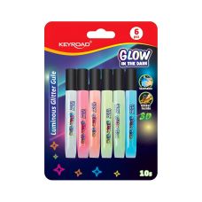 Klej brokatowy KEYROAD Luminious fluorescencyjny w blistrze 6x10ml mix kolorów