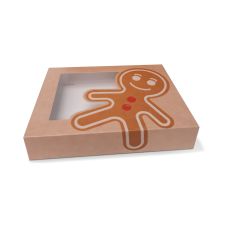 Pudełko kraftowe z okienkiem na ciastka brązowe 26x19x5cm 50szt