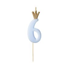 Świeczka urodzinowa Cyferka 6 jasnoniebieska 9.5cm