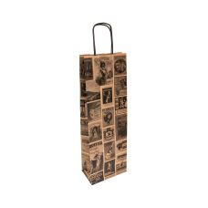 Torby papierowe z uchwytem na butelkę 14 + 8 x 40 cm brązowe 10 sztuk