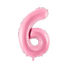 Balon Foliowy Cyfra 6 Różowy Pastelowy 86cm