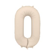 Balon Foliowy Cyfra 0 Matowy Jasny Beż 86cm