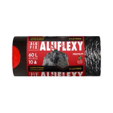 Worki na śmieci Aluflexy z taśmą, LDPE, 60l, stalowe, 10 sztuk