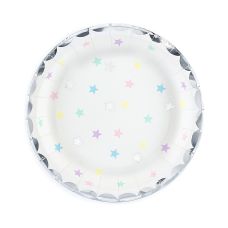 Talerzyki Papierowe Jednorożec Gwiazdki Okrągłe 18 cm (1 opakowanie / 6 sztuk)