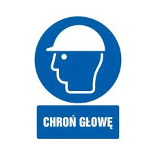 Znak BHP Chroń głowę na płycie PCV 1 mm 105x148 mm nieświecący