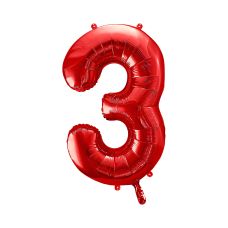 Balon Foliowy Cyfra 3 Czerwony 86 cm Samouszczelniający