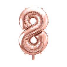 Balon Foliowy Cyfra 8 Różowe Złoto 86cm do Powietrza i Helu
