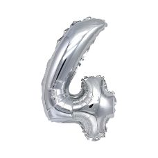 Balon foliowy cyfra 4 srebrny 80 cm dekoracja na eventy i jubileusze