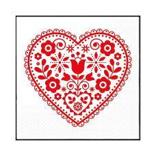 Serwetki 3-war. folk hearts 33cmx33cm 20 szt.