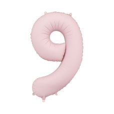 Balon Foliowy Cyfra 9 Jasnoróżowy Matowy 86cm