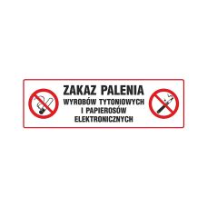 Znak TDC Zakaz palenia wyrobów tytoniowych i papierosów elektronicznych 100x300 mm PCV