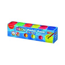 Farby plakatowe KEYROAD, neonowe, 6x22ml, z pędzelkiem, w pudełku, mix kolorów
