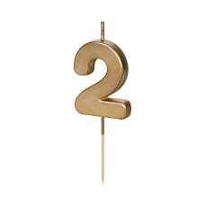 Świeczka Urodzinowa Cyferka 2 Złota 4.5 cm