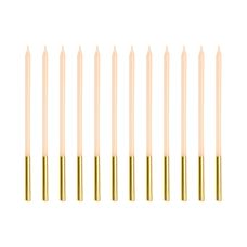 Świeczki Urodzinowe Gładkie Beżowe 14 cm (12 szt.)