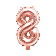 Balon Foliowy Cyfra 8 Różowe Złoto 35cm do Powietrza