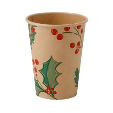 Kubek papierowy kraft dwuściankowy z dyspersją wzór Christmas 350 ml śr. 90 mm 50 szt.