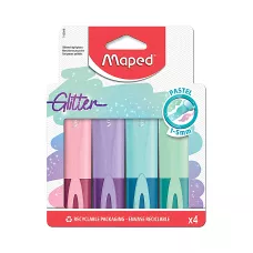 Zakreślacz Glitter Pastel Brokatowy Zestaw 4 Kolorów w Etui