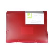 Teczka harmonijkowa z gumką Q-CONNECT PP A4 6 przegródki transparentna czerwona